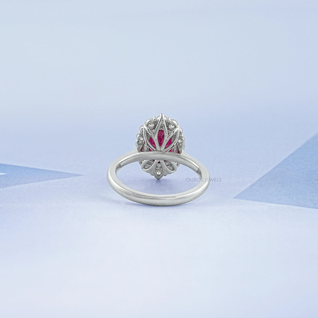 Oval Gemstone Halo Engagement Ring Ring