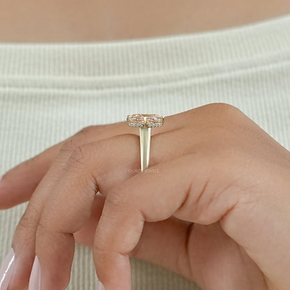 Fancy Intense Pink Cushion Cut Hidden Halo Ring Ring