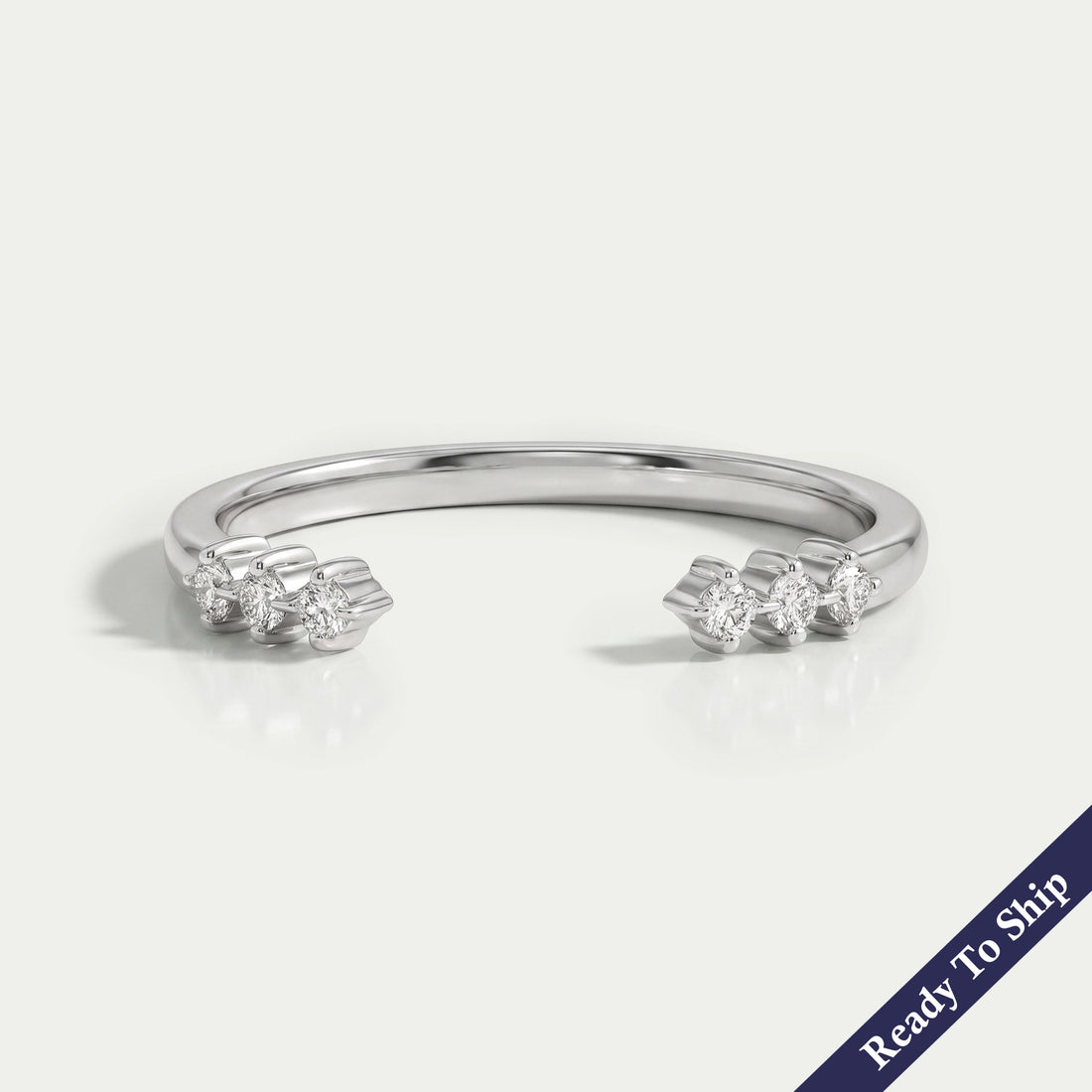 Round Diamond Open Cuff Wedding Ring Ring