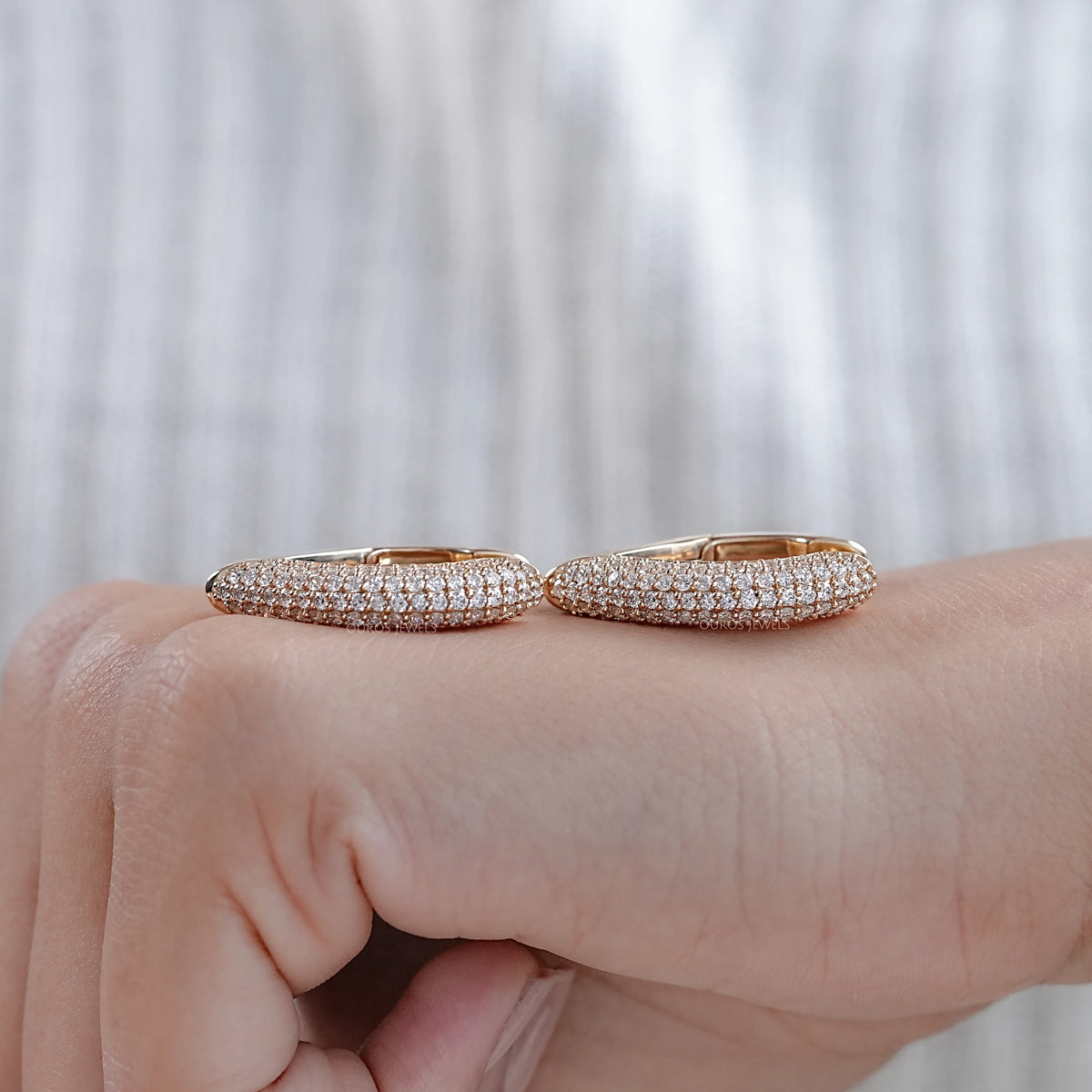 Round Lab Diamond Pave Set Hoop Earrings Earrings