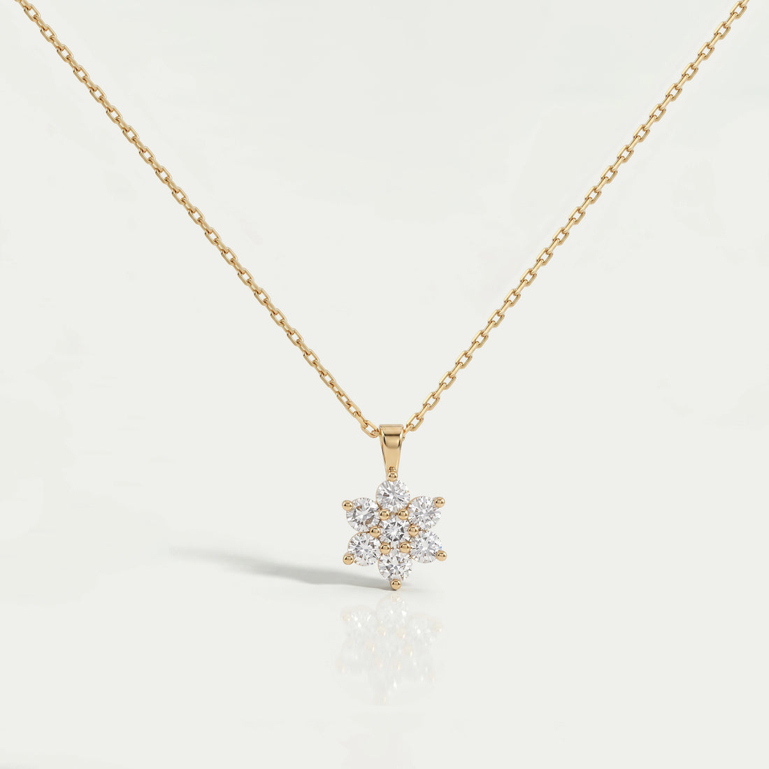 Floral Shape Round Lab Diamond Pendant Necklaces