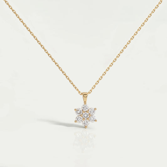 Floral Shape Round Lab Diamond Pendant Necklaces