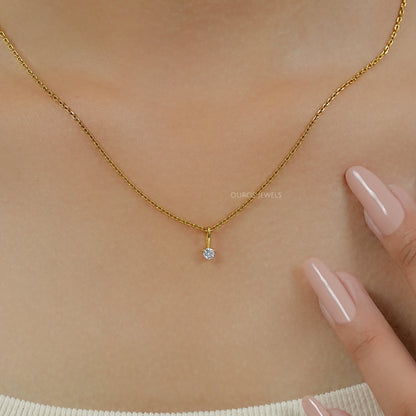 Lab Grown Round Diamond Solitaire Pendant Necklaces