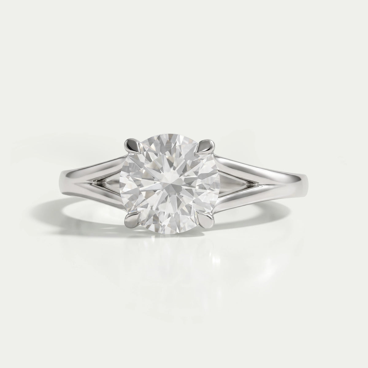 Round Lab Diamond Solitaire Split Shank Ring Ring