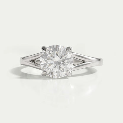 Round Lab Diamond Solitaire Split Shank Ring Ring