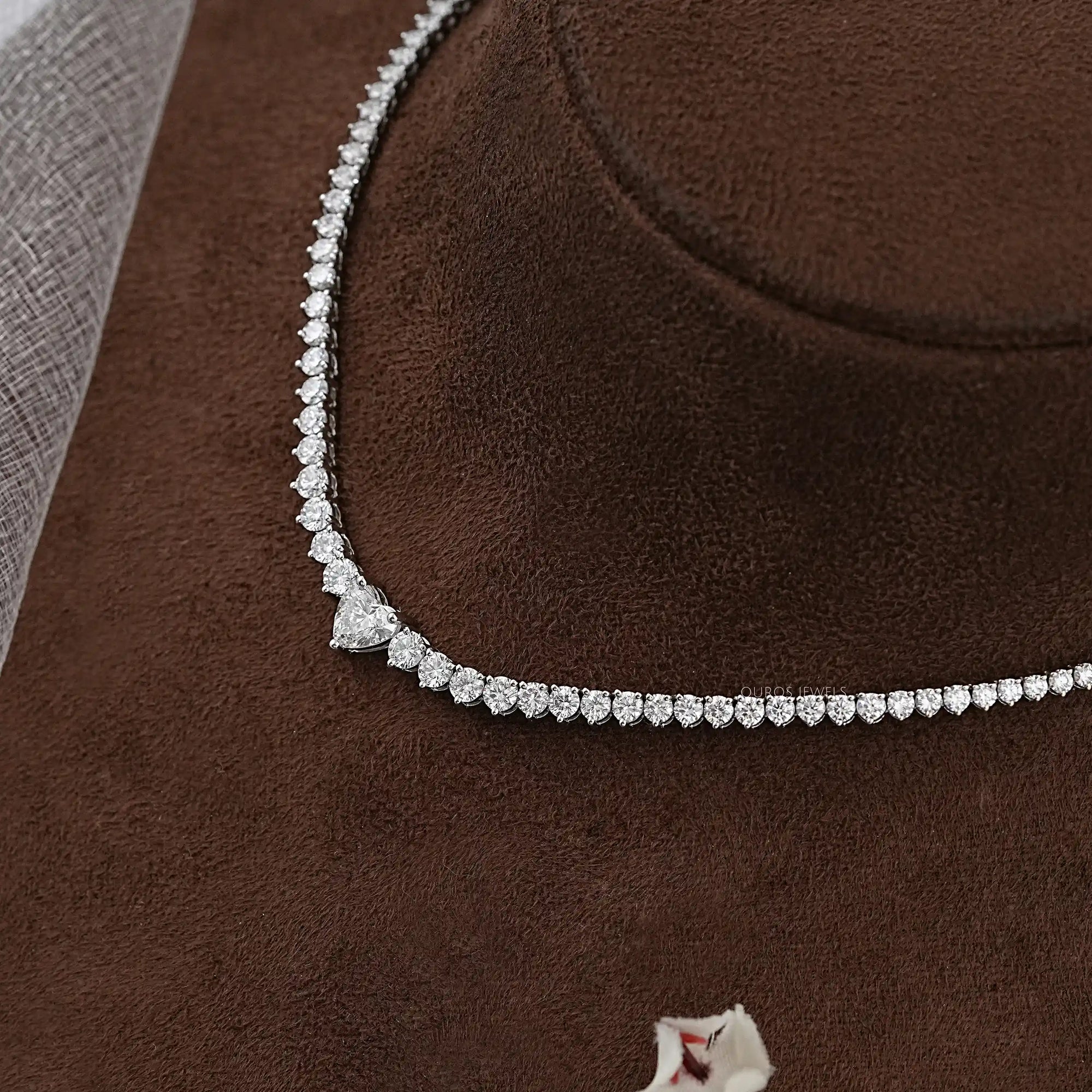 Heart And Round Lab Diamond Tennis Necklace Necklaces