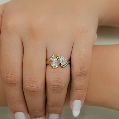 Pear And Pave Signet Set Bypass Ring Ring