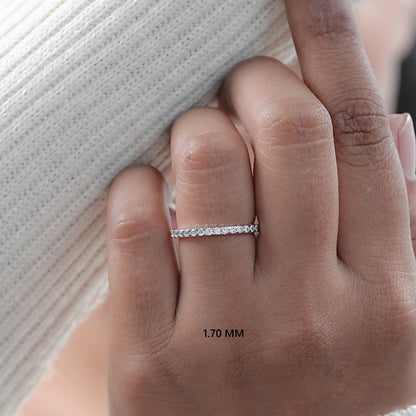 Round Cut Lab Grown Diamond Half Eternity Wedding Band