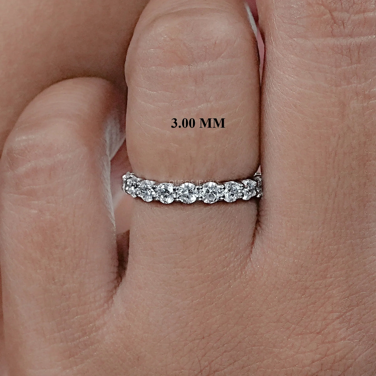 Round Lab Grown Diamond Eternity Wedding Band 3.00 MM Ring