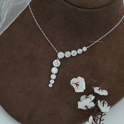 Round Lab Diamond Y - Lariat Necklace Necklaces