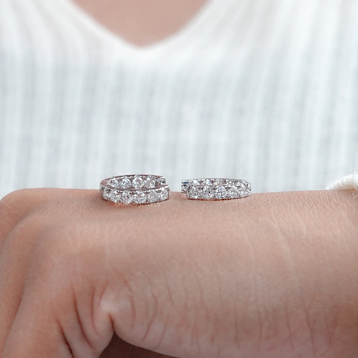Inside Out Round Diamond Hoop Earrings Earrings
