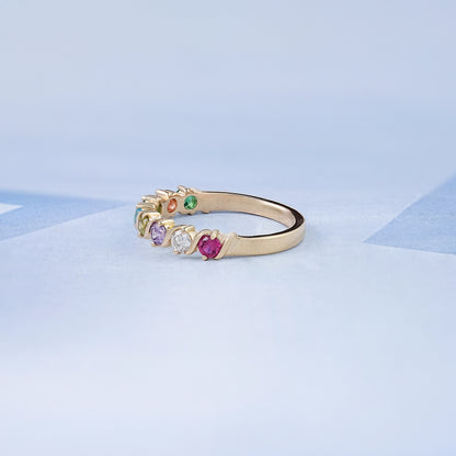 Multi Gemstone Half Eternity Wedding Band