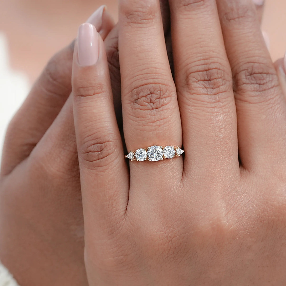 Five Stone Round And Kite Lab Diamond Engagement Ring