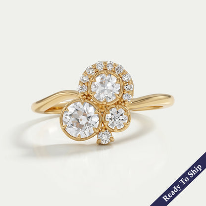 OEC Round Lab Diamond Cluster Engagement Ring