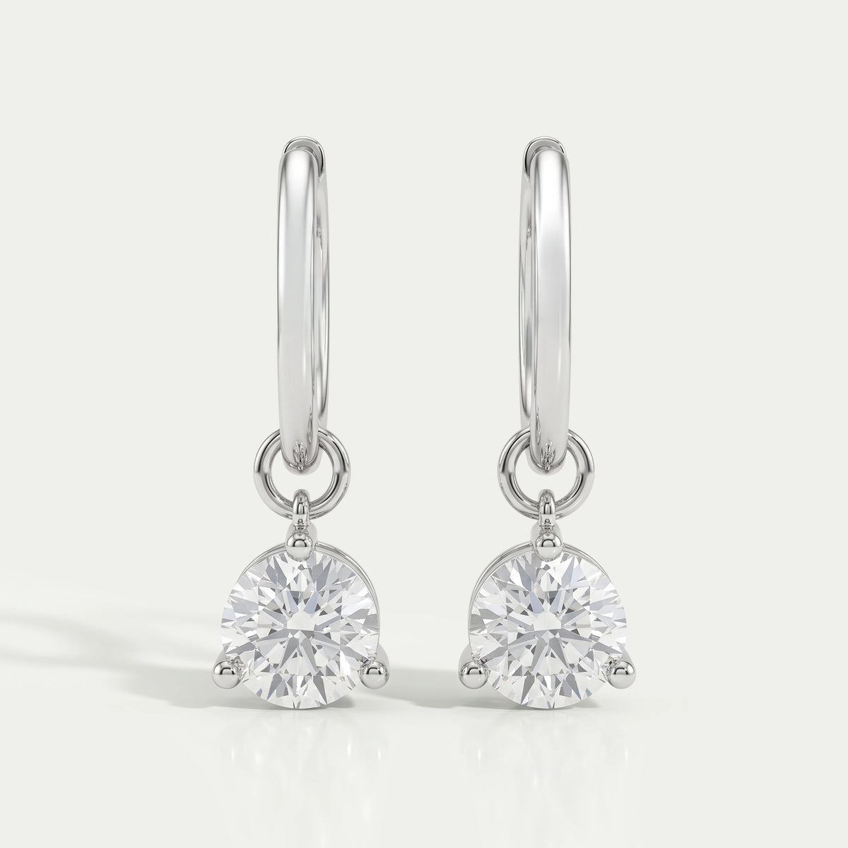 Round Lab Diamond Dangle Hoop Earrings