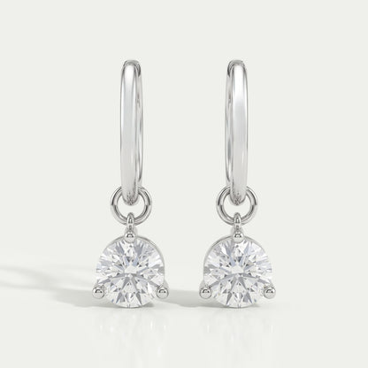 Round Lab Diamond Dangle Hoop Earrings