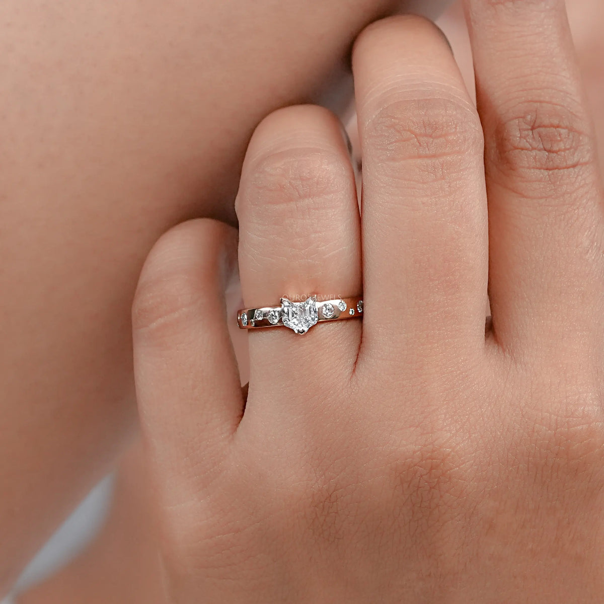 Cat Cut Lab Diamond Engagement Ring Ring