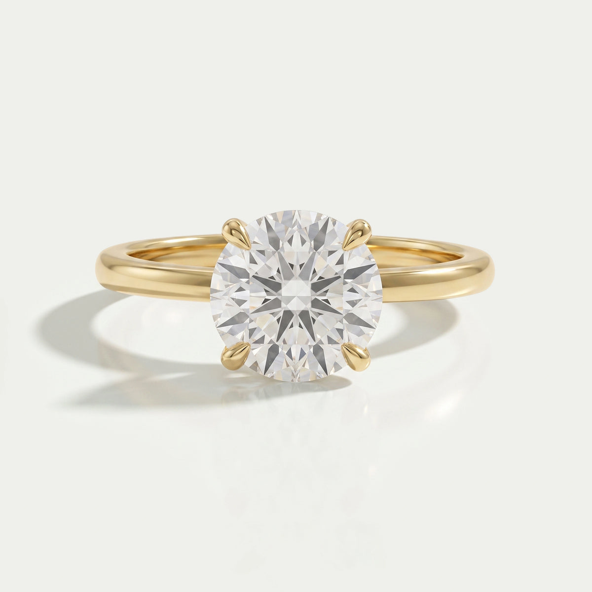 Round Lab Diamond Hidden Halo Solitaire Engagement Ring Rings