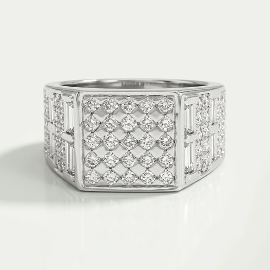 Grid Cluster Diamond Ring For Men's Rings