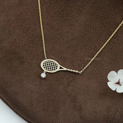 Tennis Racket Lab Diamond Pendant Necklaces
