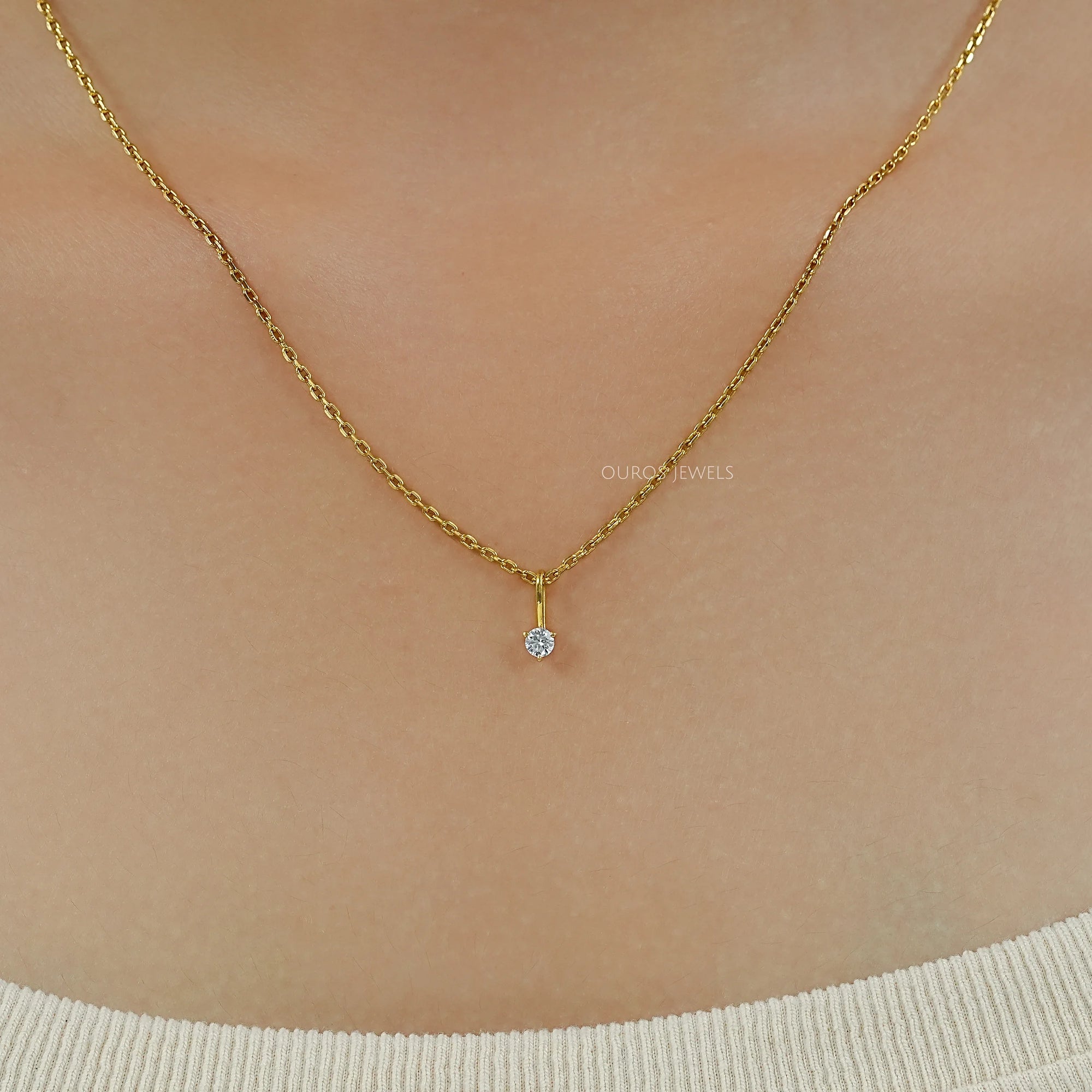 Lab Grown Round Diamond Solitaire Pendant Necklaces