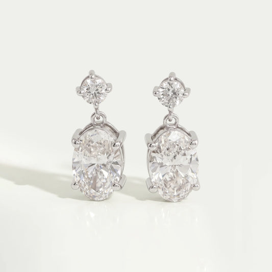 Round And Oval Cut Lab Diamond Drop Dangle Earring
