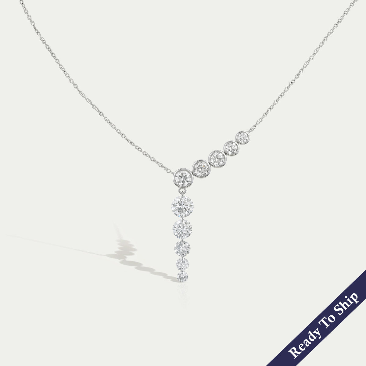 Round Lab Diamond Y - Lariat Necklace Necklaces