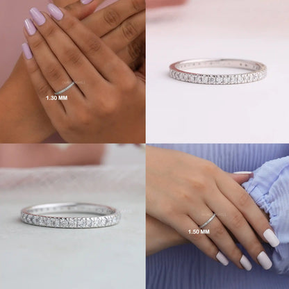 Round Cut Lab Grown Diamond Eternity Band Rings