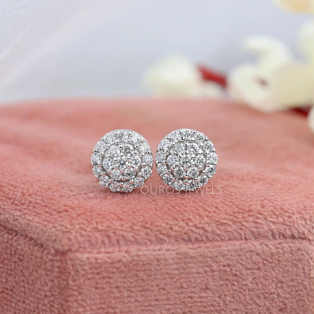 Cluster Round Cut Lab Grown Diamond Stud Earrings Earring