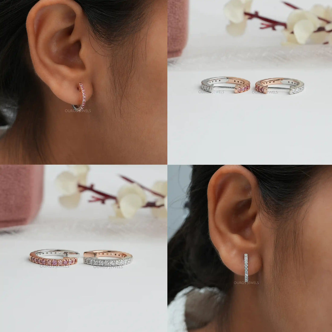 Fancy Color Round Cut Lab Diamond Hoop Earrings Earring
