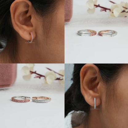 Fancy Color Round Cut Lab Diamond Hoop Earrings Earring