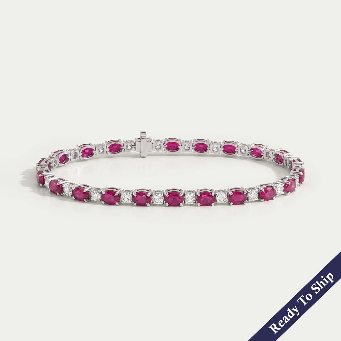 Ruby Oval Gemstone Tennis Bracelet