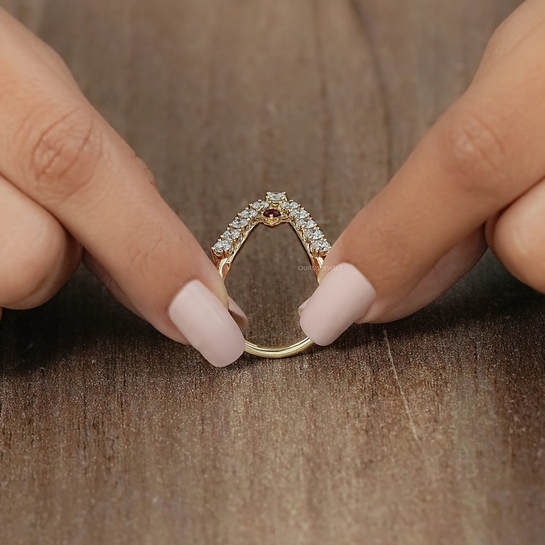 Red Ruby Round Diamond Vanki Ring Ring