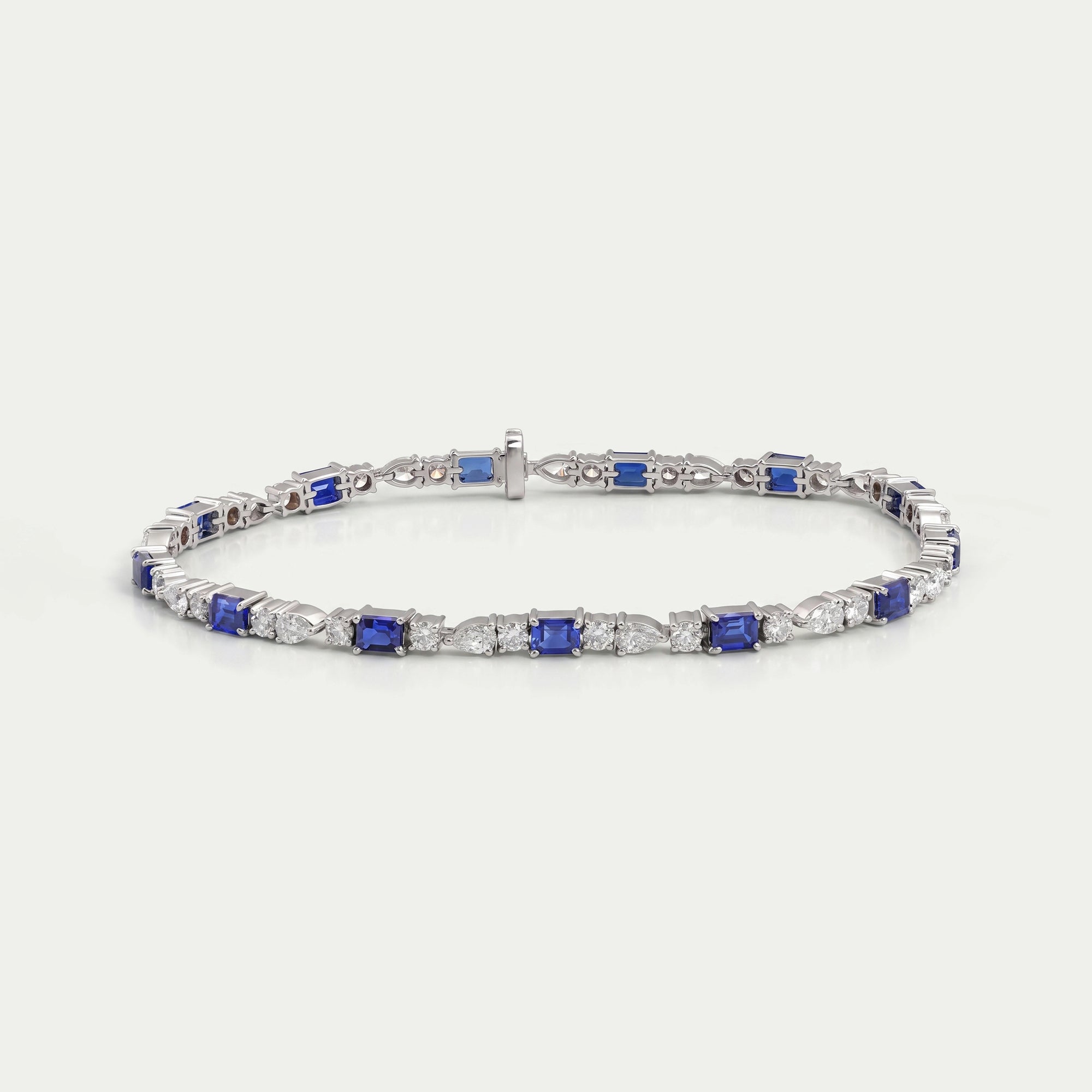 Emerald Cut Sapphire And Lab Diamond Bracelet