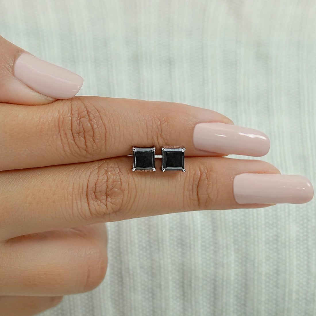 Salt Pepper Princess Cut Stud Earrings Earring