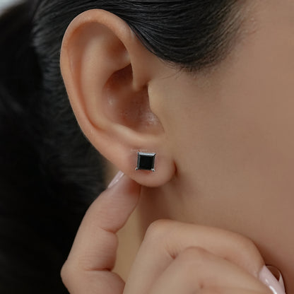 Salt Pepper Princess Cut Stud Earrings Earring