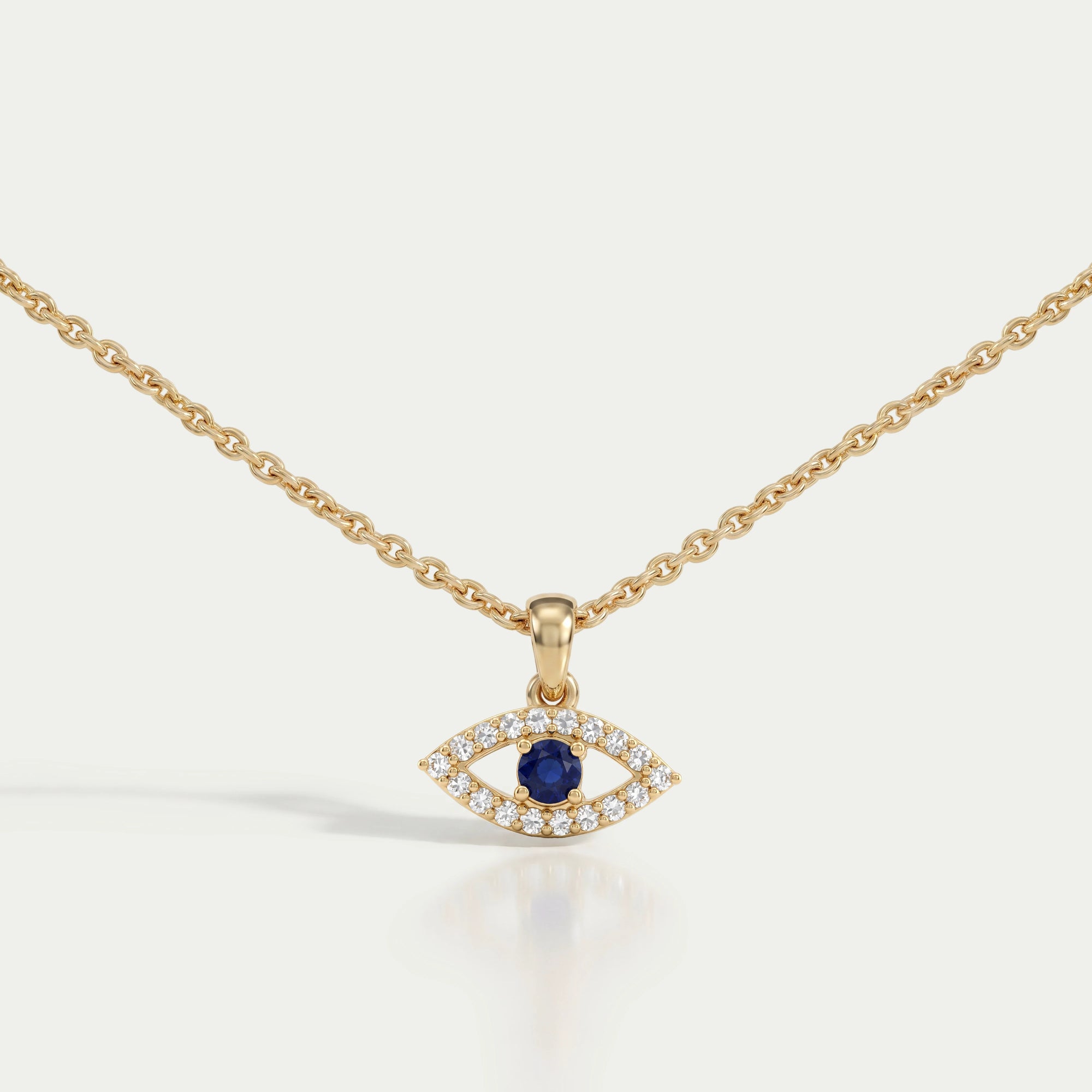 Birth Stone Evil Eye Lab Diamond Pendant Necklaces
