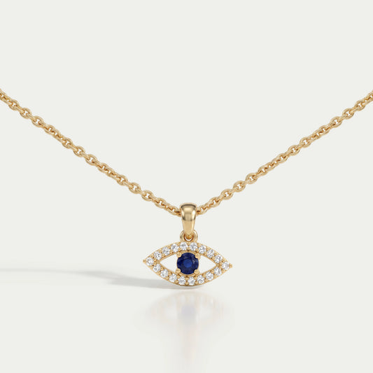 Birth Stone Evil Eye Lab Diamond Pendant Necklaces