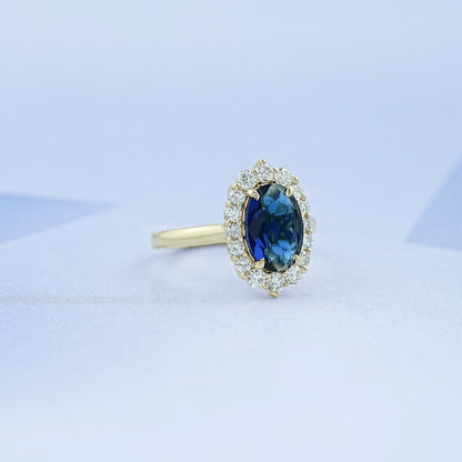 Oval Gemstone Halo Engagement Ring Ring