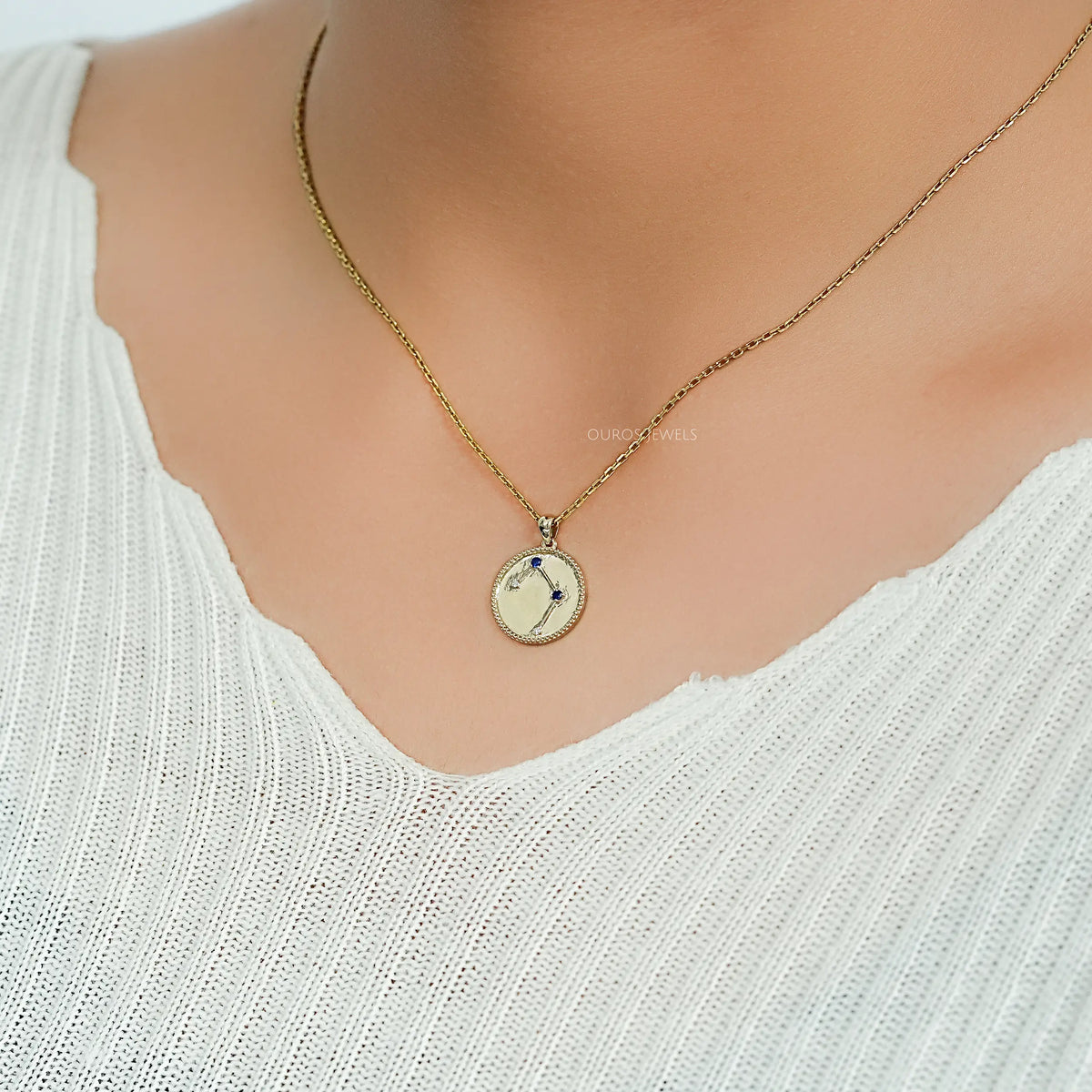 Libra Zodiac Sign Sapphire Gemstone Pendant