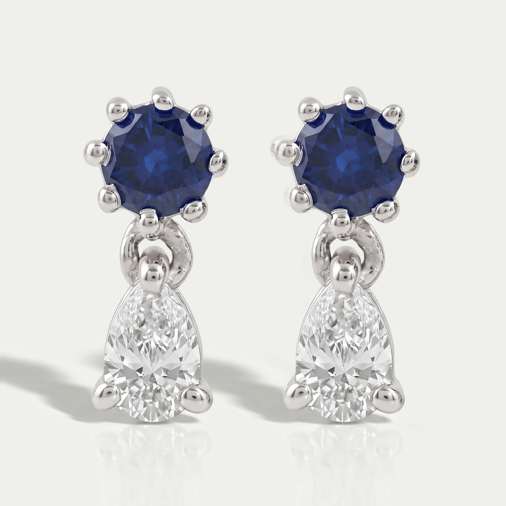Sapphire Round Cut Gemstone Dangle Earrings