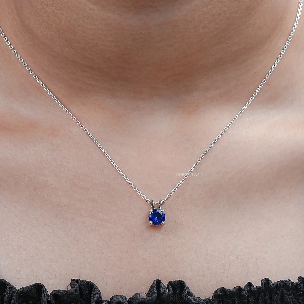 Round Cut Solitaire Gemstone Pendant