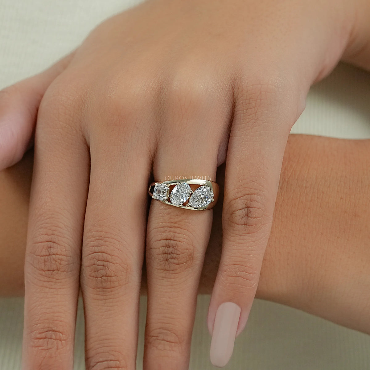 Multi Shape Lab Diamond Three Stone Ring Ring
