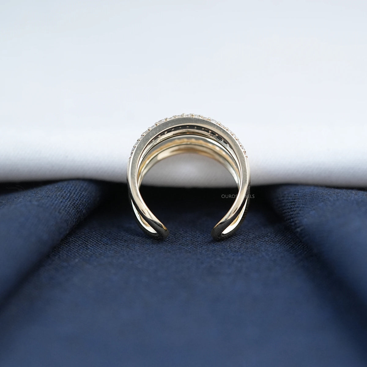 Gold Double Domed Open Cuff Ring