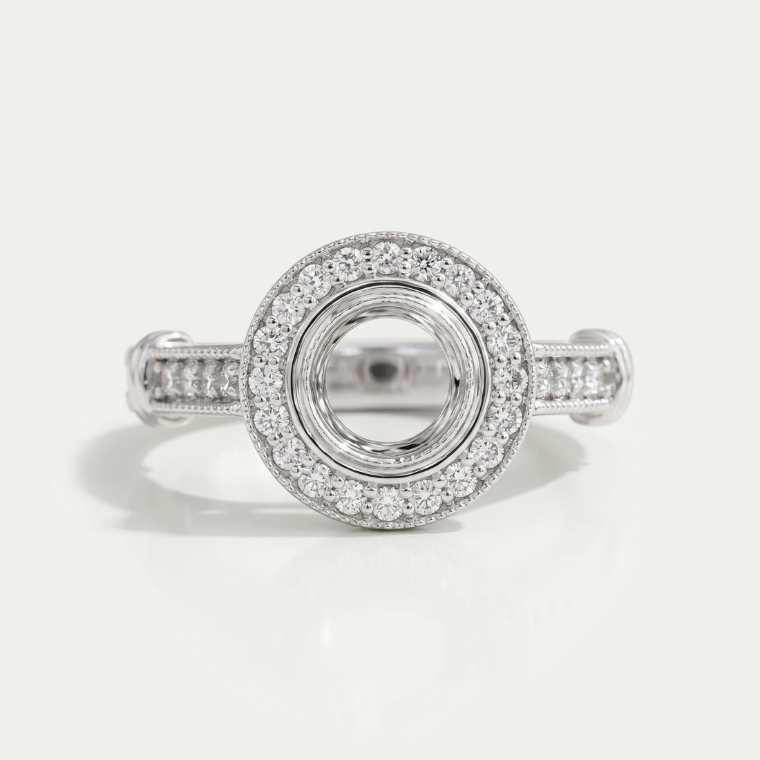 Semi Mount Halo Diamond Engagement Ring Ring
