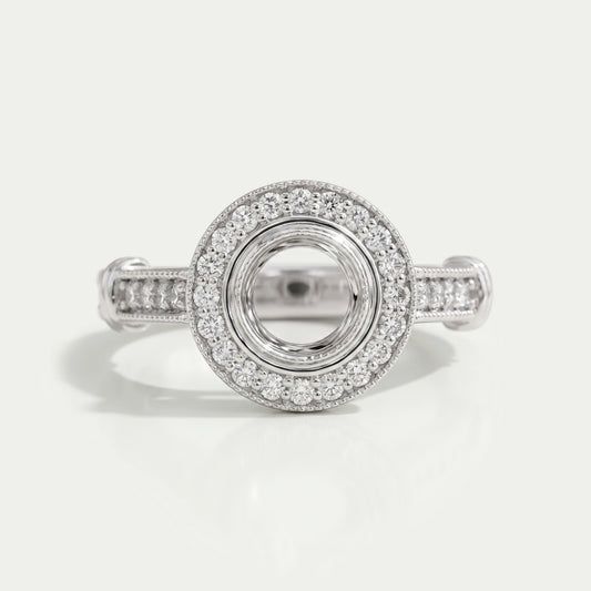 Semi Mount Halo Diamond Engagement Ring Ring