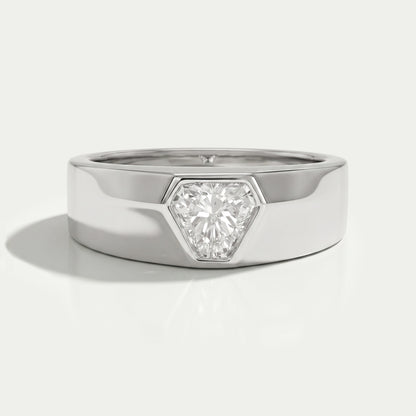 Shield Cut Lab Grown Diamond Solitaire Mens Wedding Band