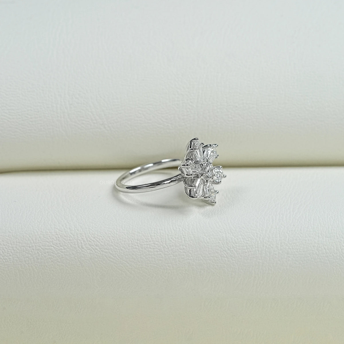 Shield Diamond Floral Anniversary Ring Rings