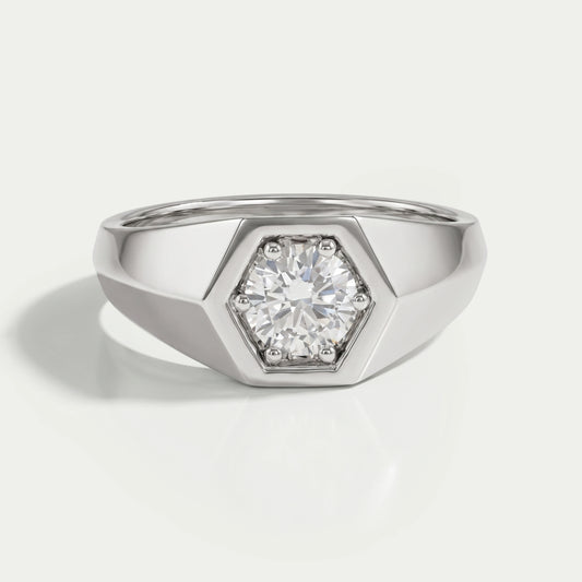 Round Cut Single Diamond Ring For Men's