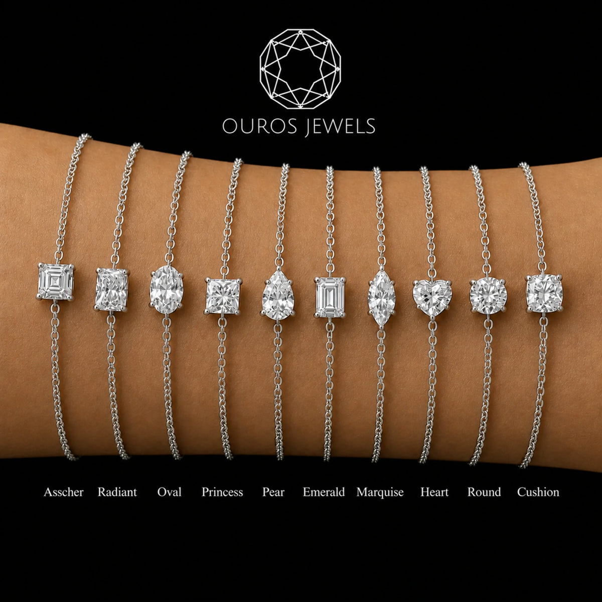 Multi Shape Lab Grown Diamond Solitaire Bracelet